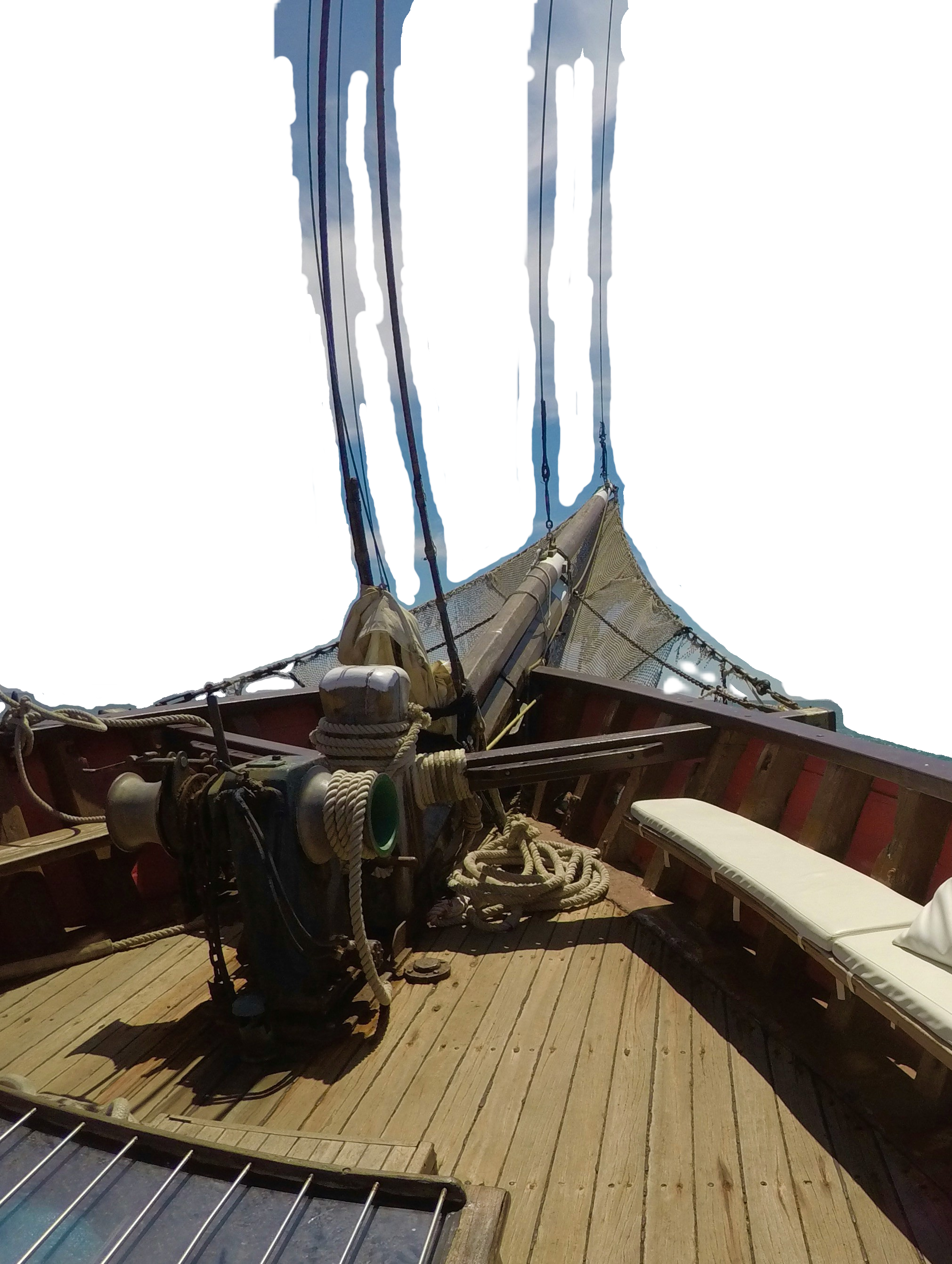 bow of boat gently rocking up and down in waves
